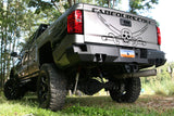 Fab Fours CH14-W3051-1 Premium Rear Bumper; 2 Stage Black Powder Coated; w/Sensors;