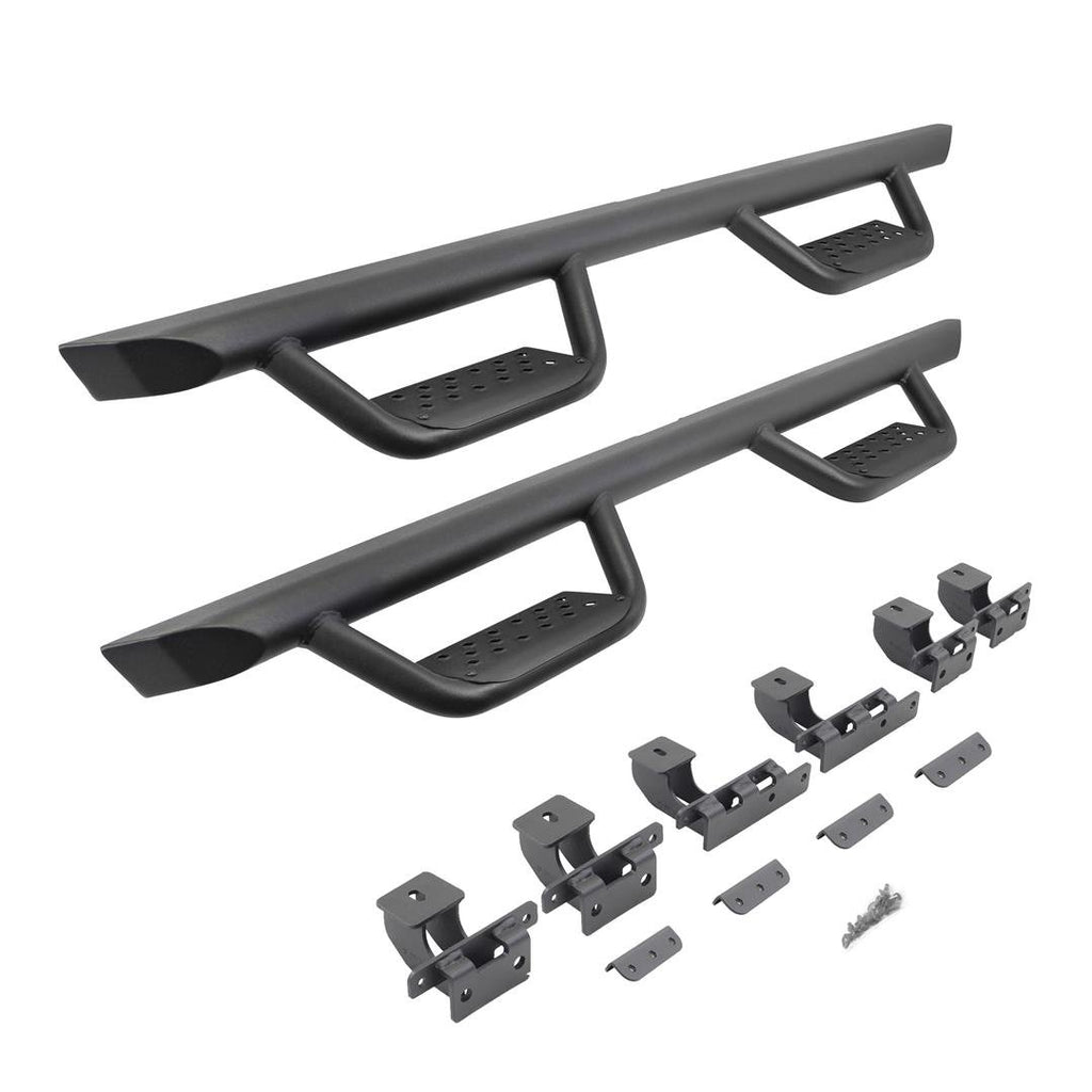 Go Rhino D224506T Drop down hoop step design is ideal for lifted vehicles or larger tires