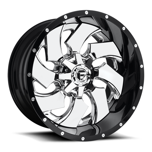 Aluminum Wheels 20X9 Cleaver D240 6 On 135/6 On 139.7 Chrome/Gloss Black Lip 106.1 Bore 20 Offset 8 Spoke Fuel Off Road Wheels