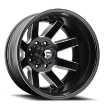 Load image into Gallery viewer, Dually Wheels 22X8.3 Maverick Dually D538 8 On 165.1 Black Milled 117 Bore -221 Offset 7 Spoke Outer Dually Fuel Off Road Wheels