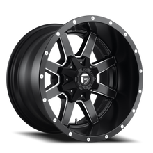 Load image into Gallery viewer, Aluminum Wheels 22X9.5 Maverick D538 6 On 135/6 On 139.7 Black Milled 106.4 Bore 25 Offset Fuel Off Road Wheels