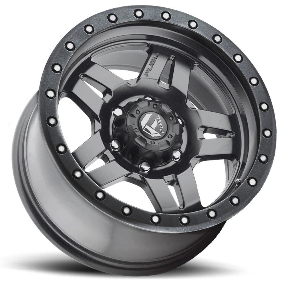 Aluminum Wheels 17X8.5 Anza D558 6 On 139.7 Matte Gunmetal Gray 78.1 Bore 6 Offset 5 Spoke Fuel Off Road Wheels