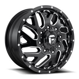 Dually Wheels 20X8.25 Triton Dually D581 8 On 165.1 Gloss Black Milled 121.5 Bore 105 Offset Mesh Spoke Front Dually Fuel Off Road Wheels