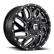 Load image into Gallery viewer, Dually Wheels 22X8.25 Triton Dually D581 8 On 165.1 Gloss Black Milled 121.5 Bore 105 Offset Mesh Spoke Front Dually Fuel Off Road Wheels