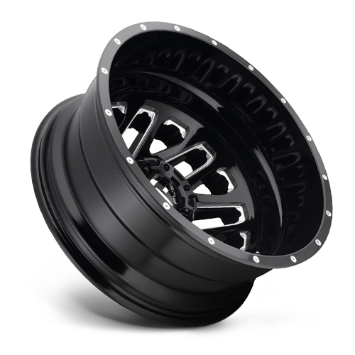 Dually Wheels 22X8.25 Triton Dually D581 8 On 165.1 Gloss Black Milled 121.5 Bore -265 Offset Mesh Spoke Outer Dually Fuel Off Road Wheels