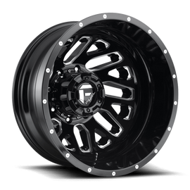 Dually Wheels 22X8.25 Triton Dually D581 8 On 210 Gloss Black Milled 154.3 Bore -246 Offset Mesh Spoke Outer Dually Fuel Off Road Wheels