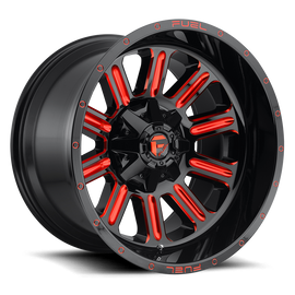 Aluminum Wheels 20X9 Hardline D621 8 On 165.1 Gloss Black/Candy Red 125.2 Bore 1 Offset Fuel Off Road Wheels