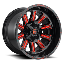 Load image into Gallery viewer, Aluminum Wheels 22X12 Hardline D621 8 On 170 Gloss Black/Candy Red 125.1 Bore -44 Offset Fuel Off Road Wheels