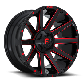 Aluminum Wheels 22X10 Contra D643 6 On 135/6 On 139.7 Gloss Red Milled 106.1 Bore -19 Offset Multi Spoke Fuel Off Road Wheels