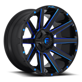 Aluminum Wheels 24X14 Contra D644 8 On 180 Gloss Blue Milled 124.3 Bore -75 Offset Multi Spoke Fuel Off Road Wheels