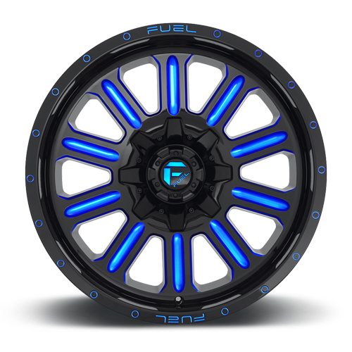 Aluminum Wheels 18X9 Hardline D646 6 On 135/6 On 139.7 Gloss Black/Candy Blue 106.1 Bore 2 Offset Fuel Off Road Wheels