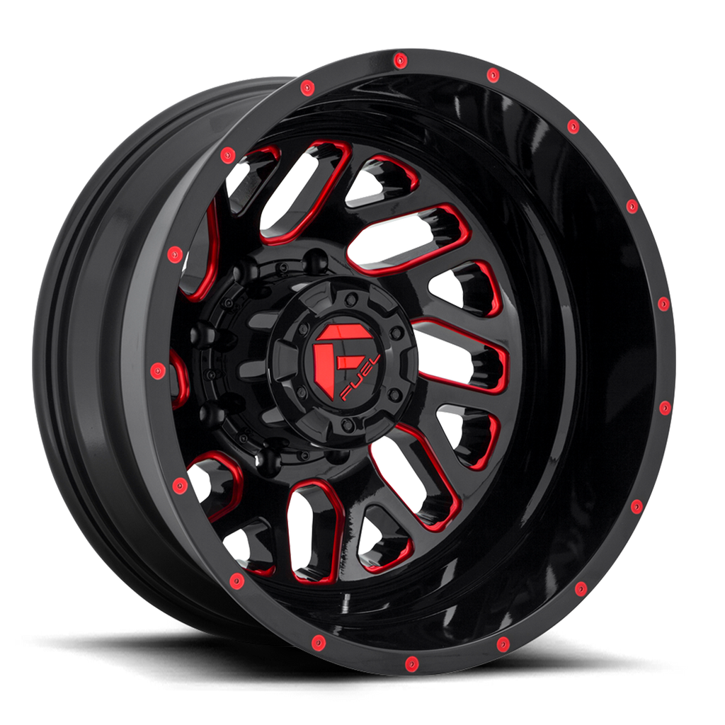 Dually Wheels 20X8.25 Triton Dually D656 8 On 210 Gloss Black Red Tinted Clear 154.3 Bore -221 Offset Mesh Spoke Outer Dually Fuel Off Road Wheels