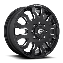 Load image into Gallery viewer, Dually Wheels 20X8.25 Blitz Dually D673 8 On 165.1 Gloss Black Milled 117 Bore 105 Offset Multi Spoke Front Dually Fuel Off Road Wheels