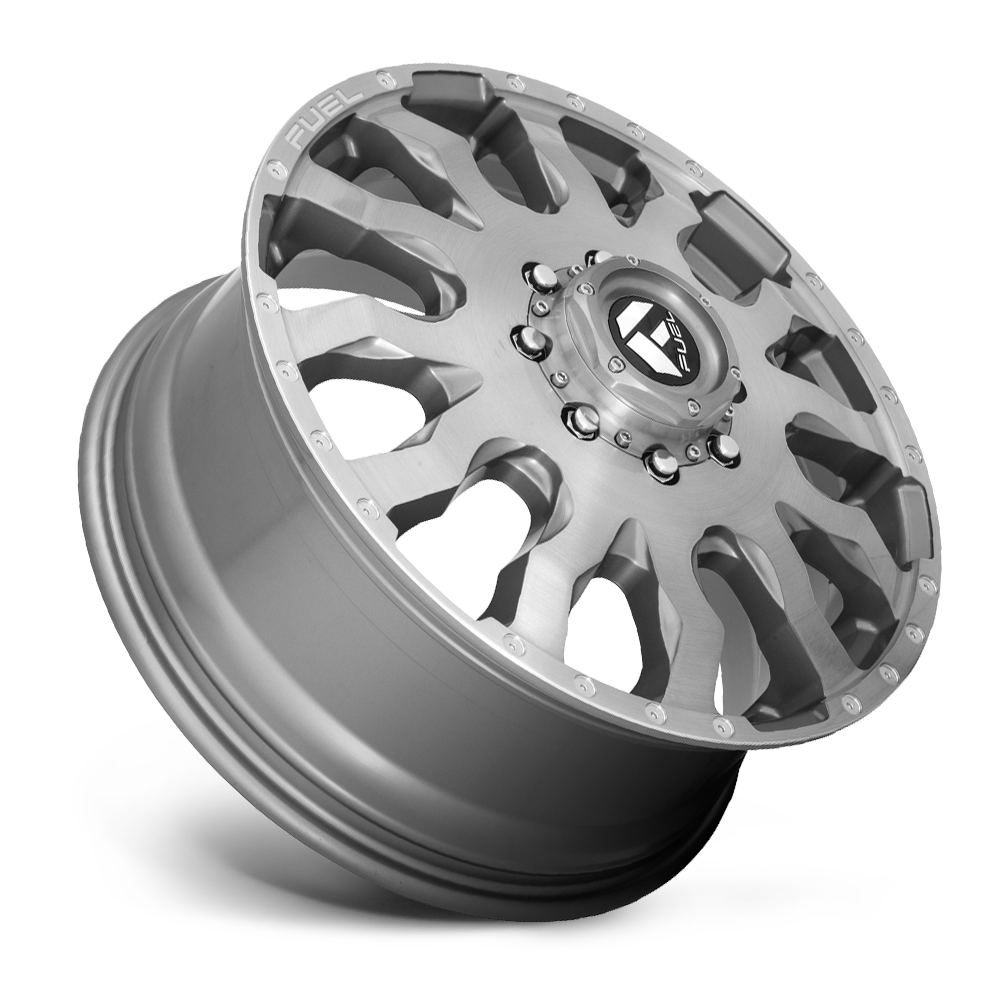Dually Wheels 20X8.25 Blitz Dually D693 8 On 210 Brushed Gunmetal Gray Tinted Clear 154.3 Bore 105 Offset Multi Spoke Front Dually Fuel Off Road Wheels