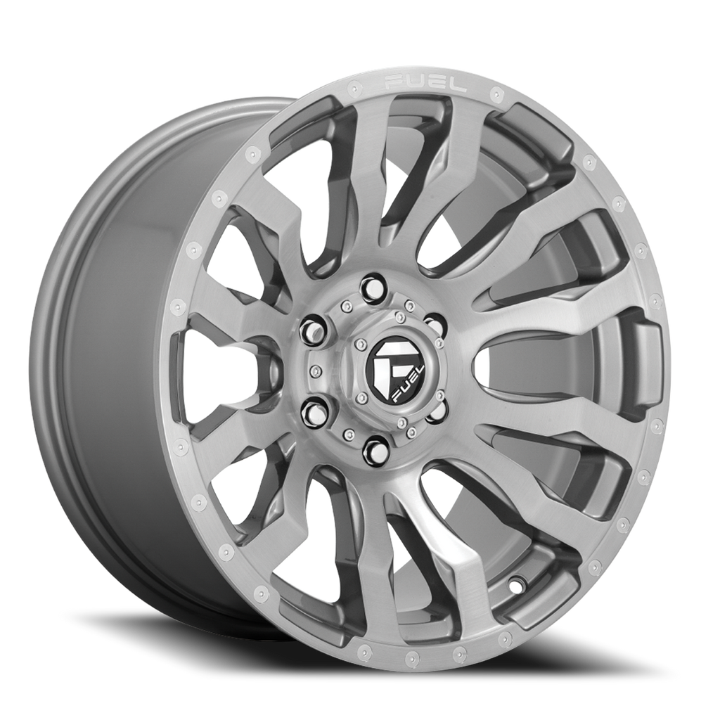 Aluminum Wheels 20X9 Blitz D693 5 On 150 Brushed Gunmetal Gray Tinted Clear 110.1 Bore 20 Offset Multi Spoke Fuel Off Road Wheels
