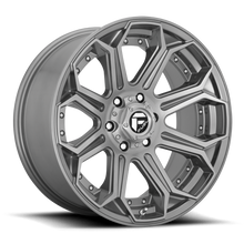 Load image into Gallery viewer, Aluminum Wheels 22X10 Siege D705 6 On 135 Brushed Gunmetal Gray Tinted Clear 87.1 Bore -18 Offset Fuel Off Road Wheels