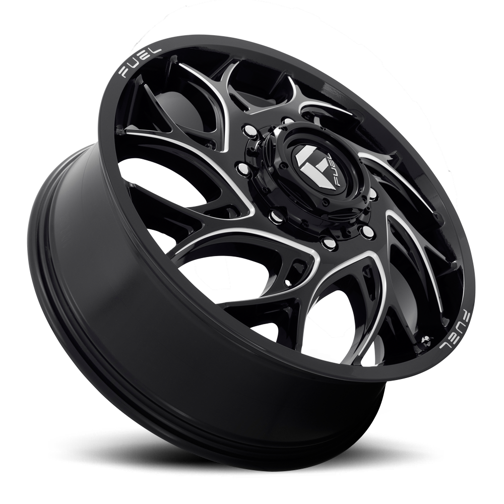 Dually Wheels 20X8.25 Runner Dually D741 8 On 200 Gloss Black Milled 142.2 Bore 105 Offset 8 Spoke Front Dually Fuel Off Road Wheels