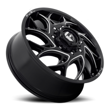 Load image into Gallery viewer, Dually Wheels 20X8.25 Runner Dually D741 8 On 200 Gloss Black Milled 142.2 Bore 105 Offset 8 Spoke Front Dually Fuel Off Road Wheels