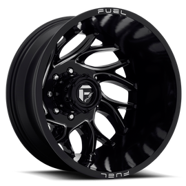 Dually Wheels 22X8.25 Runner Dually D741 8 On 165.1 Gloss Black Milled 121.6 Bore -214 Offset 8 Spoke Outer Dually Fuel Off Road Wheels