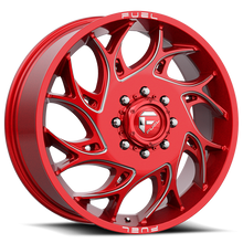 Load image into Gallery viewer, Dually Wheels 20X8.25 Runner Dually D742 8 On 165.1 Candy Red Milled 121.6 Bore 105 Offset 8 Spoke Front Dually Fuel Off Road Wheels