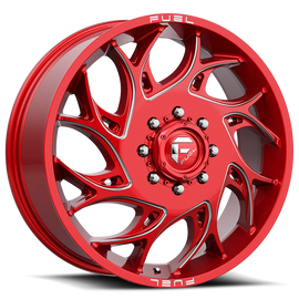 Dually Wheels 20X8.25 Runner Dually D742 8 On 200 Candy Red Milled 142.2 Bore 105 Offset 8 Spoke Front Dually Fuel Off Road Wheels