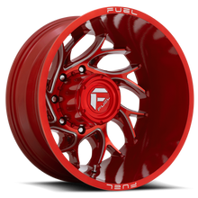 Load image into Gallery viewer, Dually Wheels 20X8.25 Runner Dually D742 8 On 210 Candy Red Milled 154.3 Bore -221 Offset 8 Spoke Outer Dually Fuel Off Road Wheels