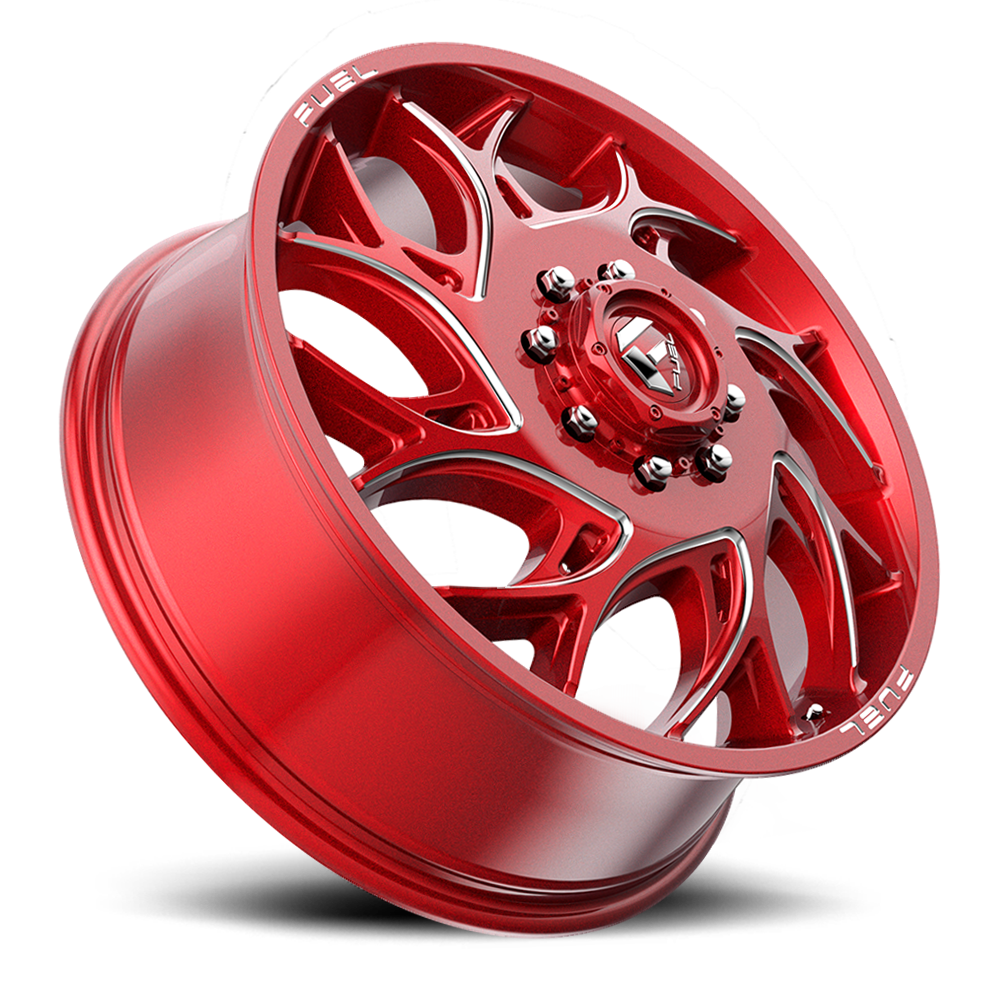 Dually Wheels 22X8.25 Runner Dually D742 8 On 165.1 Candy Red Milled 121.6 Bore 105 Offset 8 Spoke Front Dually Fuel Off Road Wheels