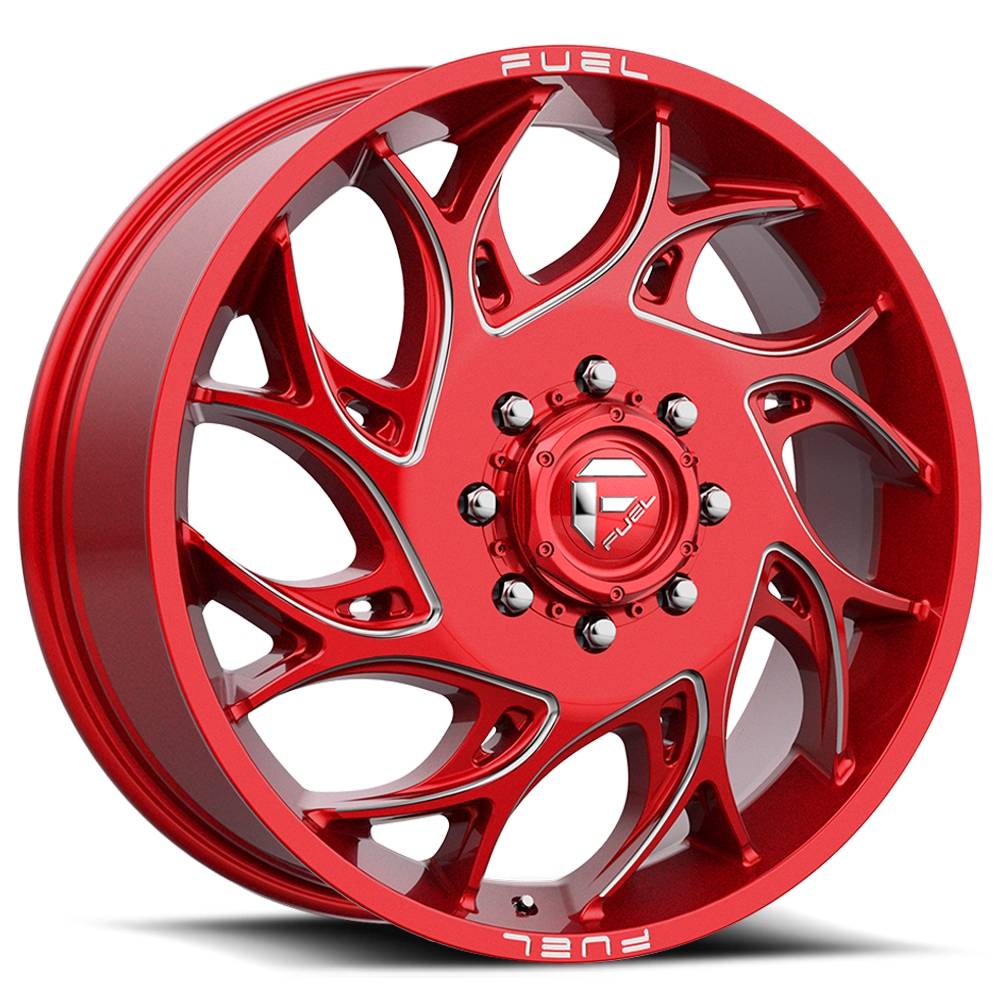 Dually Wheels 22X8.25 Runner Dually D742 8 On 200 Candy Red Milled 142.2 Bore 105 Offset 8 Spoke Front Dually Fuel Off Road Wheels