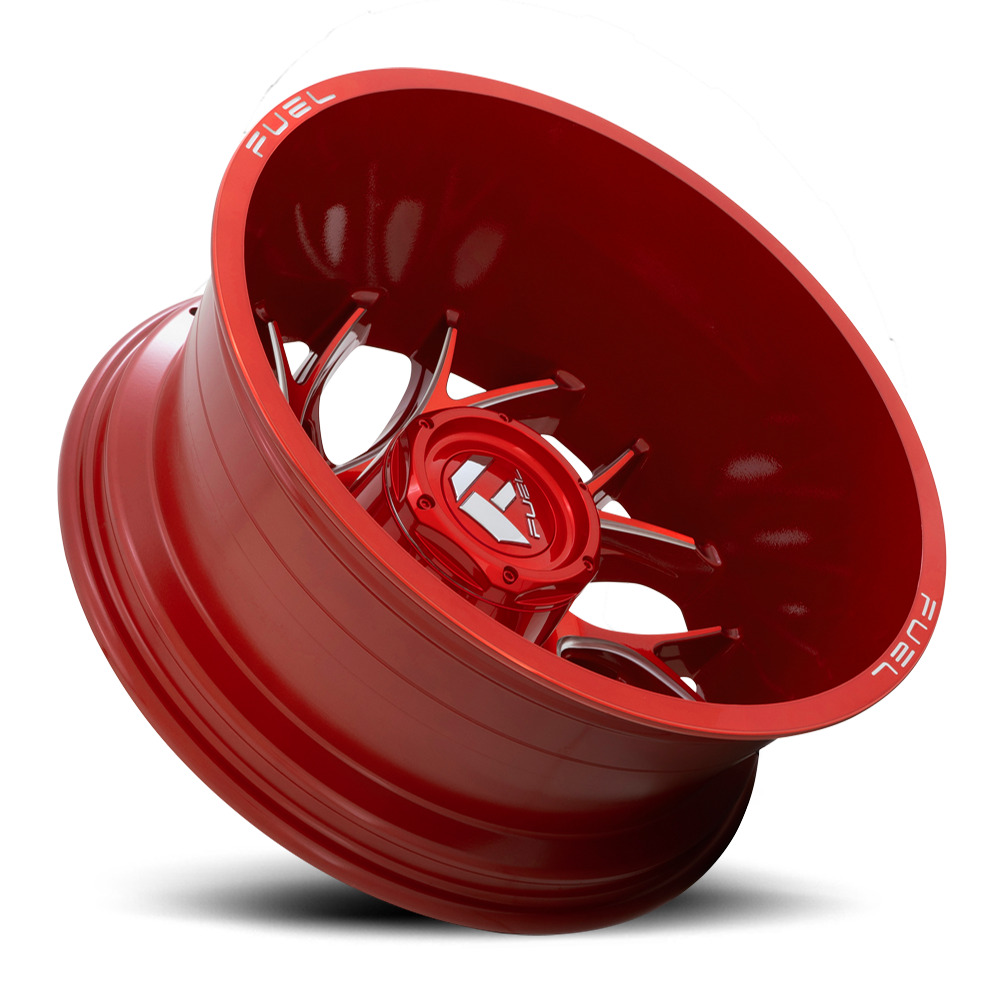 Dually Wheels 22X8.25 Runner Dually D742 8 On 200 Candy Red Milled 142.2 Bore -202 Offset 8 Spoke Outer Dually Fuel Off Road Wheels