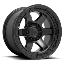 Load image into Gallery viewer, Aluminum Wheels 18X9 Block D750 6 On 114.3 Matte Black/Black Ring 66.3 Bore 1 Offset 6 Spoke Fuel Off Road Wheels