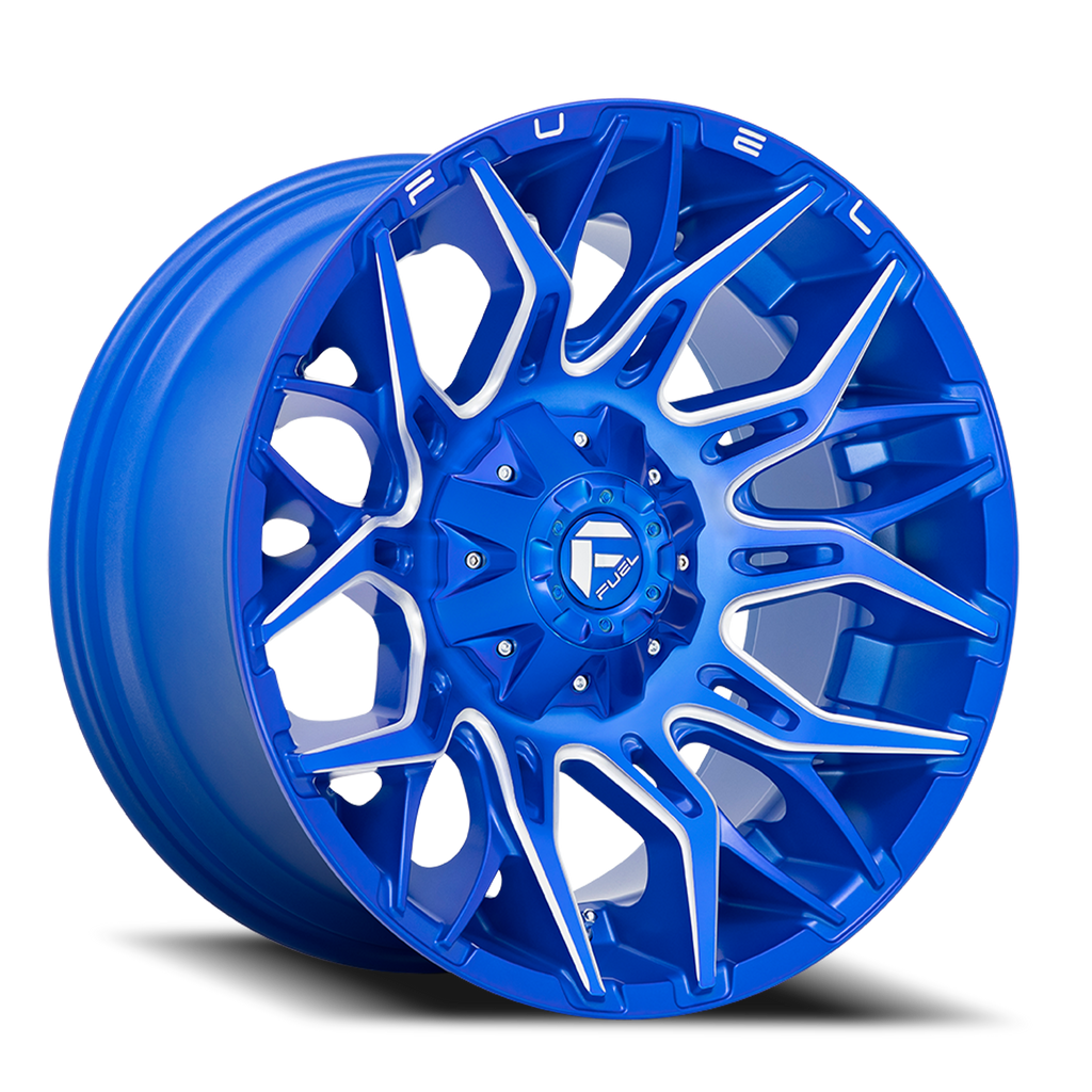 Aluminum Wheels 20X9 Twitch D770 8 On 170 Anodized Blue MIlled 125.1 Bore 1 Offset Fuel Off Road Wheels