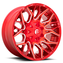 Load image into Gallery viewer, Aluminum Wheels 20X9 Twitch D771 8 On 180 Candy Red Milled 124.3 Bore 1 Offset Fuel Off Road Wheels