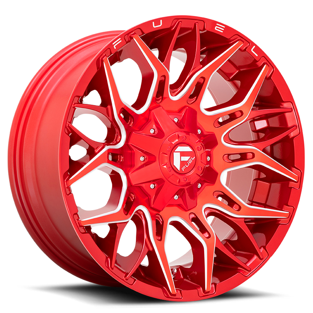 Aluminum Wheels 22X12 Twitch D771 8 On 165.1 Candy Red Milled 125.2 Bore -44 Offset Fuel Off Road Wheels