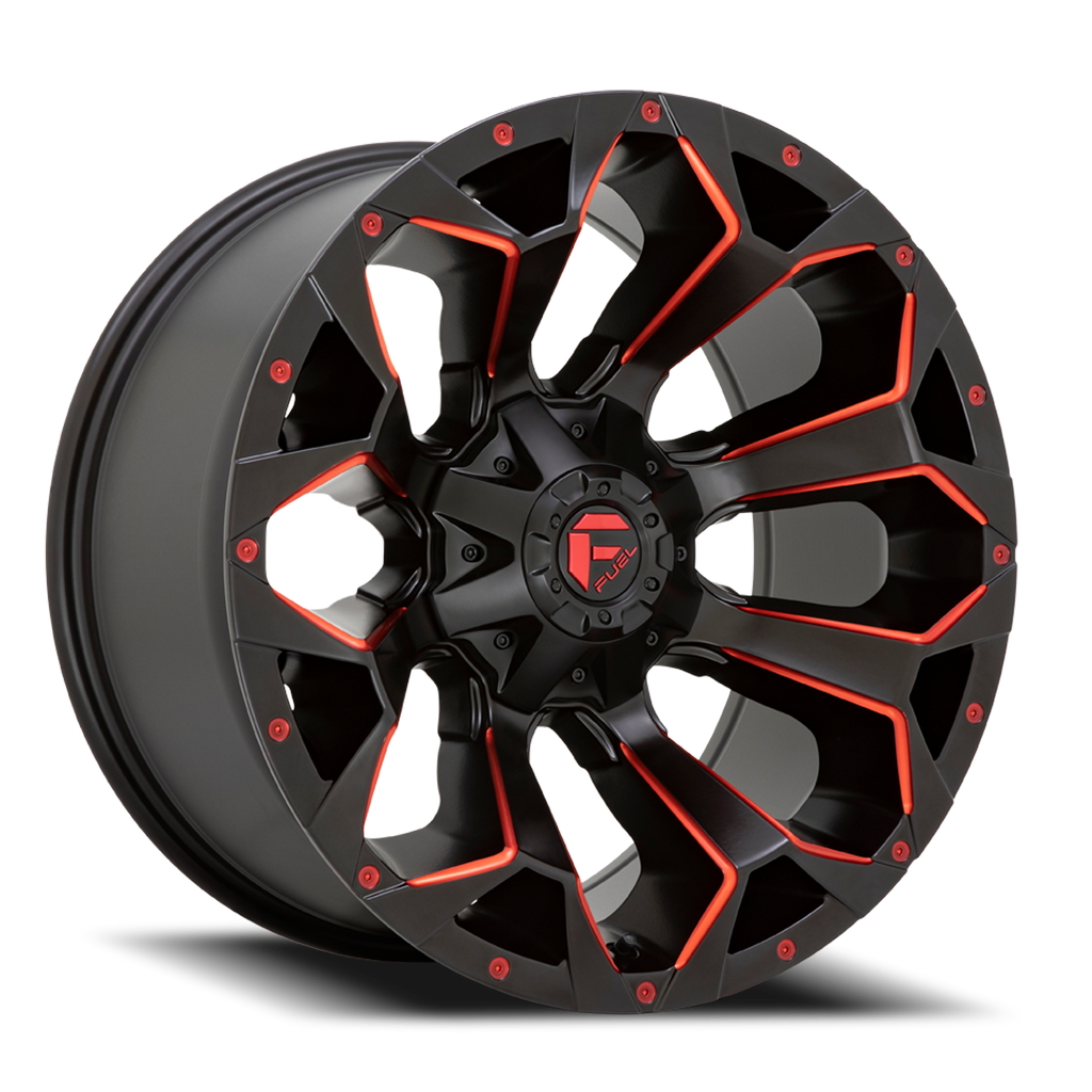Aluminum Wheels 20X10 Assault D787 6 On 135/6 On 139.7 Matte Black Milled Red Tint 106.1 Bore -22 Offset Fuel Off Road Wheels
