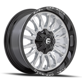 Aluminum Wheels 20X9 Arc D798 8 On 165.1 Silver/Brushed Face-Milled Black Lip 125.1 Bore 1 Offset Fuel Off Road Wheels