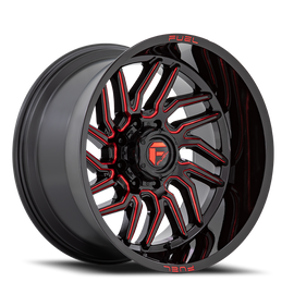 Aluminum Wheels 20X10 Hurricane D808 5 On 127 Gloss Black/Red Milled 71.5 Bore -18 Offset Fuel Off Road Wheels