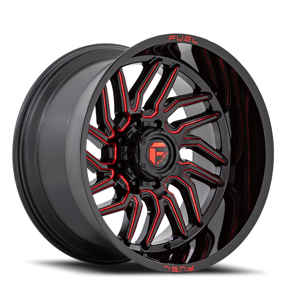 Aluminum Wheels 24X12 Hurricane D808 5 On 139.7 Gloss Black/Red Milled 78.1 Bore -44 Offset Fuel Off Road Wheels