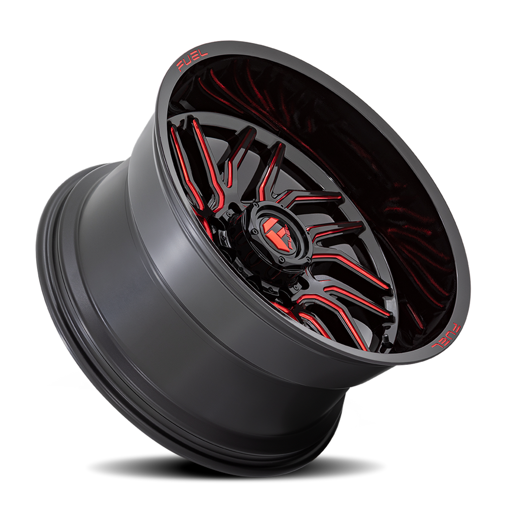 Aluminum Wheels 24X12 Hurricane D808 5 On 139.7 Gloss Black/Red Milled 78.1 Bore -44 Offset Fuel Off Road Wheels