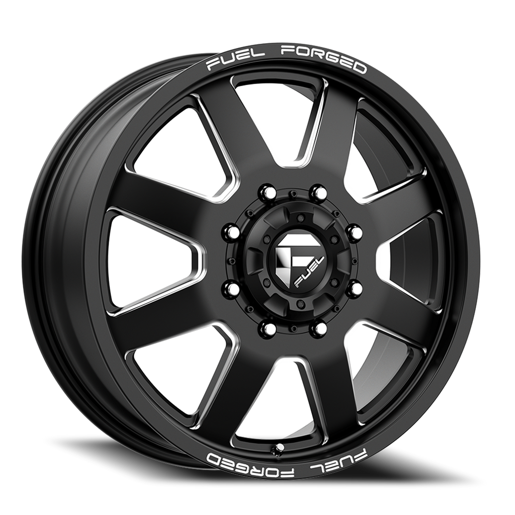 Dually Wheels 20X8.25 FF09D Dually DE09 BK 8 On 200 Matte Black Milled 142.2 Bore 105 Offset Front Dually Fuel Off Road Wheels