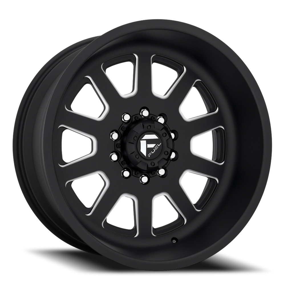 Dually Wheels 24X12 FF09D Dually DE09 Super Single BK 10 On 170 Matte Black Milled 125.1 Bore -50 Offset Front Dually Fuel Off Road Wheels