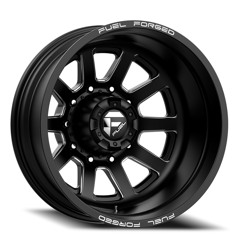 Dually Wheels 24X8.25 FF09D Dually DE09 BK 8 On 165.1 Matte Black Milled 121.7 Bore -240 Offset Outer Dually Fuel Off Road Wheels