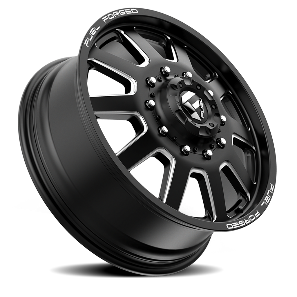 Dually Wheels 24X8.25 FF09D Dually DE09 BK 10 On 225 Matte Black Milled 170.1 Bore 105 Offset Front Dually Fuel Off Road Wheels