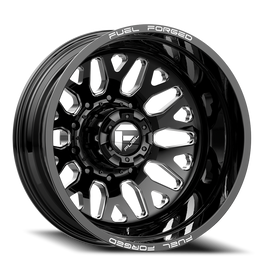 Dually Wheels 24X8.25 FF19D Dually DE19 BK 8 On 200 Gloss Black Milled 142.2 Bore -200 Offset Outer Dually Fuel Off Road Wheels