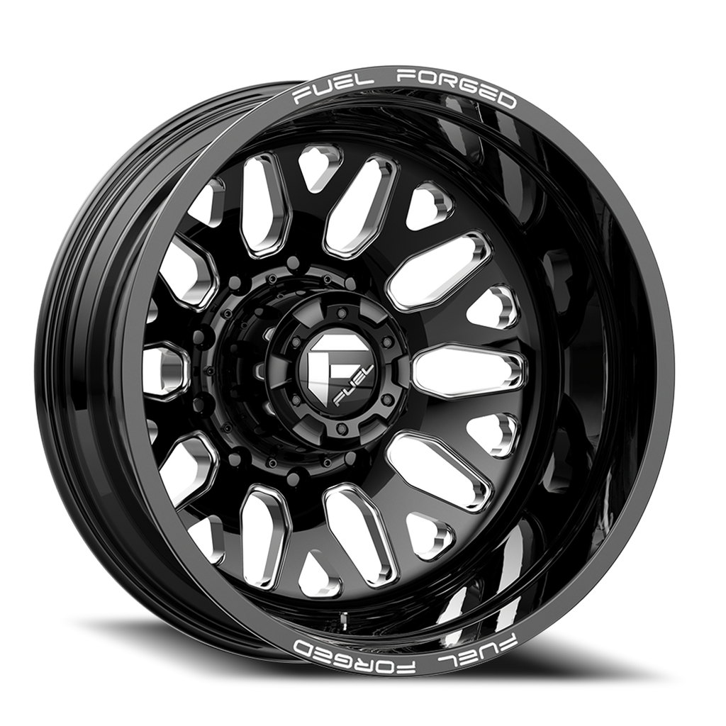 Dually Wheels 24X8.25 FF19D Dually DE19 BK 10 On 225 Gloss Black Milled 170.1 Bore -225 Offset Outer Dually Fuel Off Road Wheels