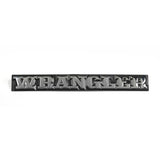 Omix DMC-55010768 Emblem; Rear; Wrangler Emblem; Black w/Chrome Wrangler Lettering;