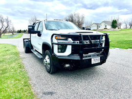 T2 Front Bumper Extreme For 2020-2023 Silverado 2500/3500 HD Sensor Cutouts Factory Fog Cutouts Standard Skid Plate Without Mesh Grill With Camera Harness Gloss Black Powdercoat Bodyguard Bumpers