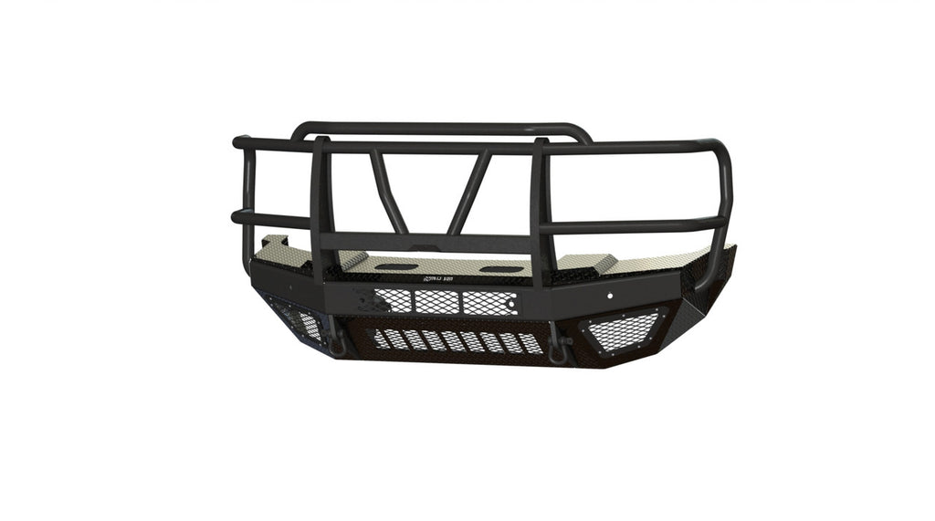 T2 Front Bumper Extreme For 2023-2026 Ford F550 Superduty Sensor Cutouts Factory Fog Cutouts Standard Skid Plate Without Mesh Grill With Camera Harness Texture Black Powdercoat Fits OEM F450/550 Fender Trim Bodyguard Bumpers