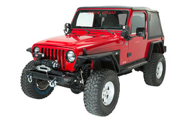 Jeep TJ Winch Plate Steel 97-06 Wrangler TJ Black Textured Powdercoat Piranha Series Fishbone Offroad