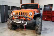 Load image into Gallery viewer, Jeep JK Front Winch Bumper W/LEDs Full Width 07-18 Wranger JK Black Texured Powercoated Fishbone Offroad