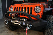 Load image into Gallery viewer, Jeep JK Front Winch Bumper W/LEDs Full Width 07-18 Wranger JK Black Texured Powercoated Fishbone Offroad